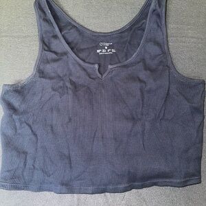 Primary Blue Cropped Notch/Vneck Waffle Tank Top